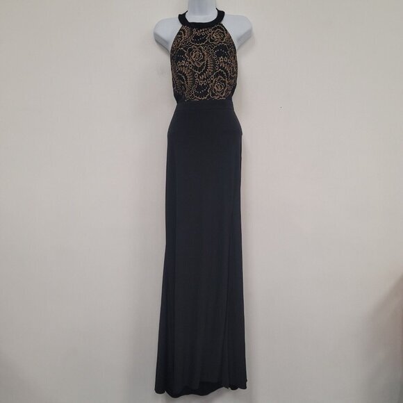 Blondie Nites By Stacy Sklar Womens Whimsigoth Maxi Prom Dress Size 9 Black Form - Picture 1 of 12